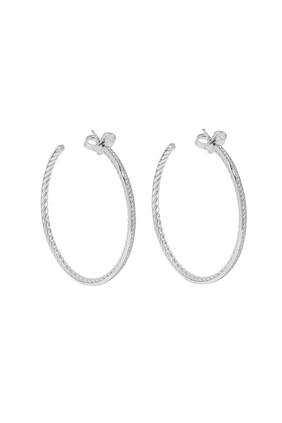 Large Hoop Earrings with Pavé Diamonds